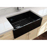 Contempo Apron Front Fireclay 30 in. Single Bowl Kitchen Sink with Protective Bottom Grid and Strainer in White
