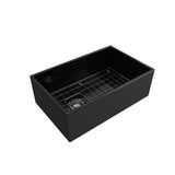 Contempo Apron Front Fireclay 30 in. Single Bowl Kitchen Sink with Protective Bottom Grid and Strainer in White