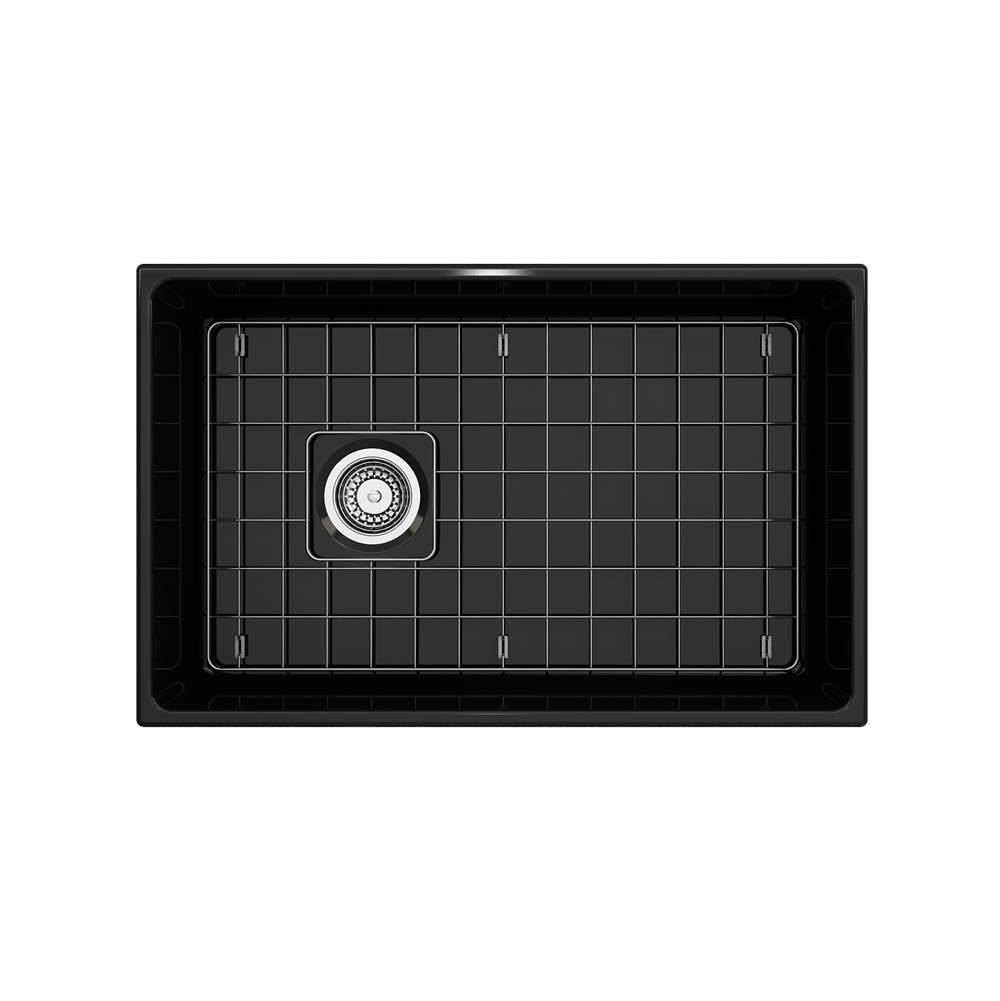 Contempo Apron Front Fireclay 30 in. Single Bowl Kitchen Sink with Protective Bottom Grid and Strainer in White