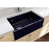 Contempo Apron Front Fireclay 30 in. Single Bowl Kitchen Sink with Protective Bottom Grid and Strainer in White