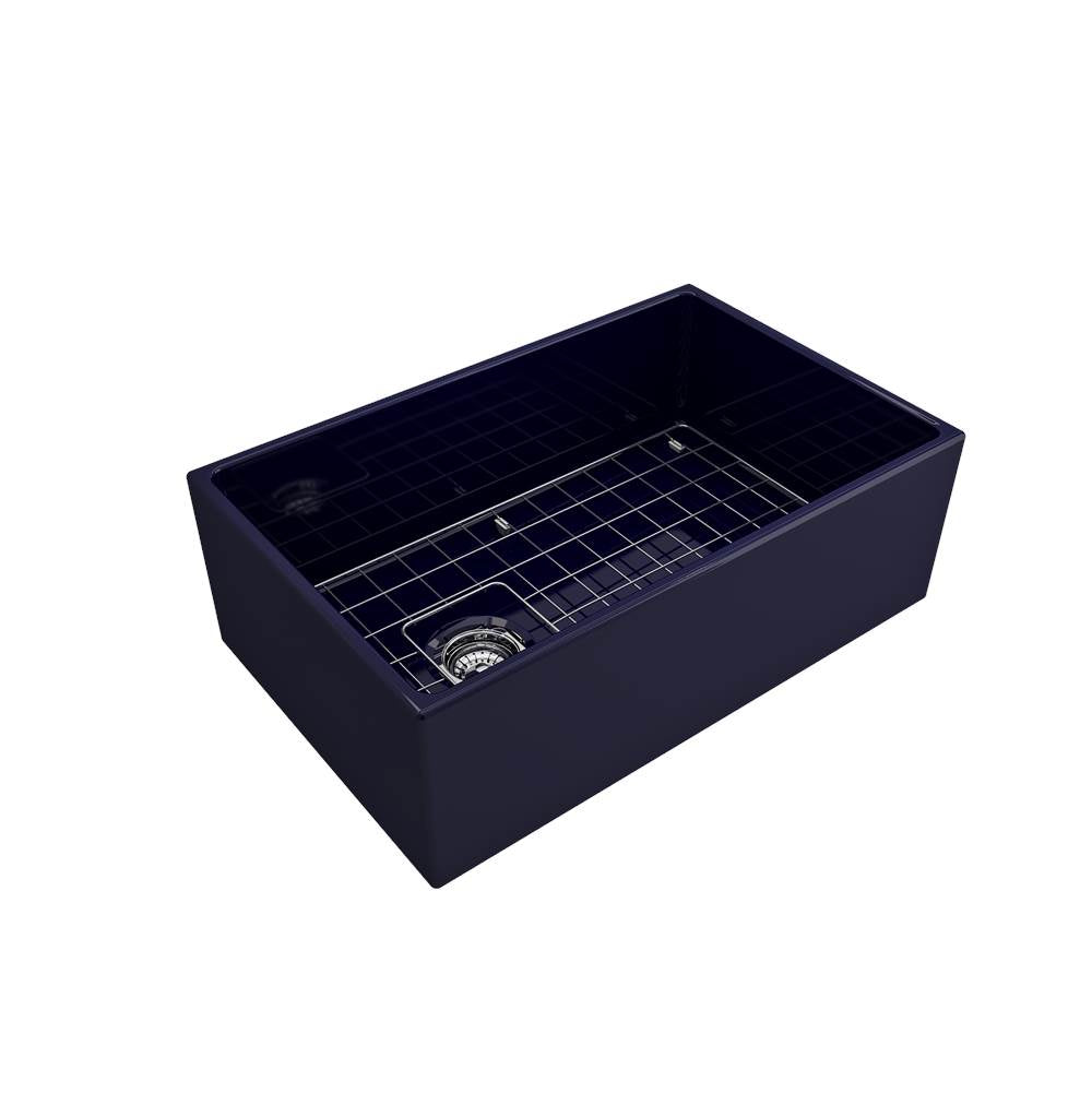 Contempo Apron Front Fireclay 30 in. Single Bowl Kitchen Sink with Protective Bottom Grid and Strainer in White