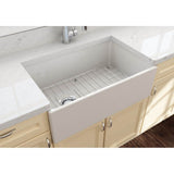 Contempo Apron Front Fireclay 30 in. Single Bowl Kitchen Sink with Protective Bottom Grid and Strainer in White