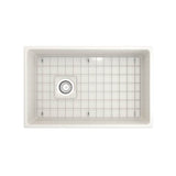 Contempo Apron Front Fireclay 30 in. Single Bowl Kitchen Sink with Protective Bottom Grid and Strainer in White
