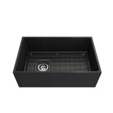 Contempo Apron Front Fireclay 30 in. Single Bowl Kitchen Sink with Protective Bottom Grid and Strainer in White
