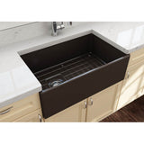 Contempo Apron Front Fireclay 30 in. Single Bowl Kitchen Sink with Protective Bottom Grid and Strainer in White