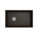 Contempo Apron Front Fireclay 30 in. Single Bowl Kitchen Sink with Protective Bottom Grid and Strainer in White
