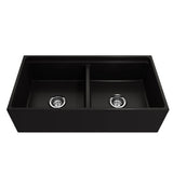 Contempo Step-Rim Apron Front Fireclay 36 in. Double Bowl Kitchen Sink with Integrated Work Station & Accessories in White