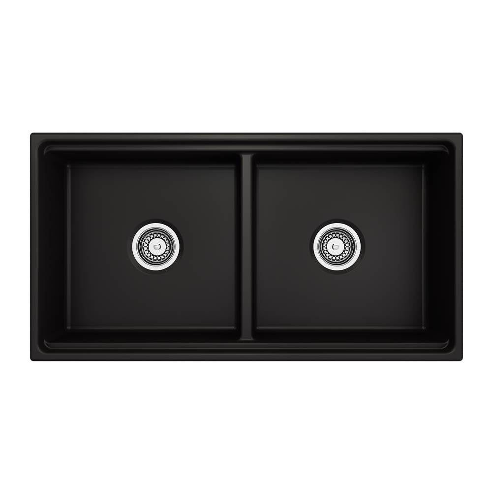 Contempo Step-Rim Apron Front Fireclay 36 in. Double Bowl Kitchen Sink with Integrated Work Station & Accessories in White