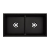 Contempo Step-Rim Apron Front Fireclay 36 in. Double Bowl Kitchen Sink with Integrated Work Station & Accessories in White
