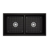 Contempo Step-Rim Apron Front Fireclay 36 in. Double Bowl Kitchen Sink with Integrated Work Station & Accessories in White