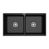 Contempo Step-Rim Apron Front Fireclay 36 in. Double Bowl Kitchen Sink with Integrated Work Station & Accessories in White