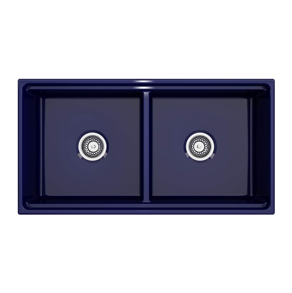 Contempo Step-Rim Apron Front Fireclay 36 in. Double Bowl Kitchen Sink with Integrated Work Station & Accessories in White