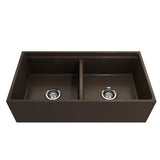 Contempo Step-Rim Apron Front Fireclay 36 in. Double Bowl Kitchen Sink with Integrated Work Station & Accessories in White
