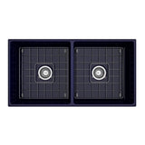 Contempo Apron Front Fireclay 36 in. Double Bowl Kitchen Sink with Protective Bottom Grids and Strainers in White