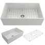 BOCCHI - Contempo Apron Front Fireclay 33 in. Single Bowl Kitchen Sink with Protective Bottom Grid and Strainer in White - White