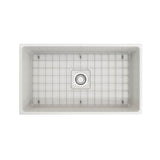 Contempo Apron Front Fireclay 33 in. Single Bowl Kitchen Sink with Protective Bottom Grid and Strainer in White