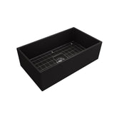 Contempo Apron Front Fireclay 33 in. Single Bowl Kitchen Sink with Protective Bottom Grid and Strainer in White