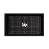 Contempo Apron Front Fireclay 33 in. Single Bowl Kitchen Sink with Protective Bottom Grid and Strainer in White
