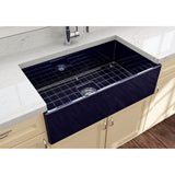 Contempo Apron Front Fireclay 33 in. Single Bowl Kitchen Sink with Protective Bottom Grid and Strainer in White