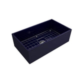 Contempo Apron Front Fireclay 33 in. Single Bowl Kitchen Sink with Protective Bottom Grid and Strainer in White