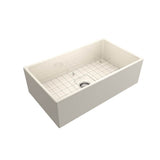 Contempo Apron Front Fireclay 33 in. Single Bowl Kitchen Sink with Protective Bottom Grid and Strainer in White