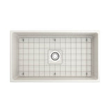 Contempo Apron Front Fireclay 33 in. Single Bowl Kitchen Sink with Protective Bottom Grid and Strainer in White