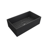 Contempo Apron Front Fireclay 33 in. Single Bowl Kitchen Sink with Protective Bottom Grid and Strainer in White