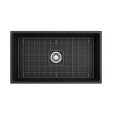 Contempo Apron Front Fireclay 33 in. Single Bowl Kitchen Sink with Protective Bottom Grid and Strainer in White