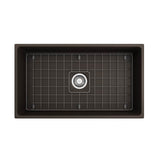 Contempo Apron Front Fireclay 33 in. Single Bowl Kitchen Sink with Protective Bottom Grid and Strainer in White
