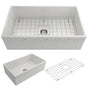 BOCCHI - Vigneto Apron Front Fireclay 33 in. Single Bowl Kitchen Sink with Protective Bottom Grid and Strainer in White - White