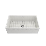 Vigneto Apron Front Fireclay 33 in. Single Bowl Kitchen Sink with Protective Bottom Grid and Strainer in White