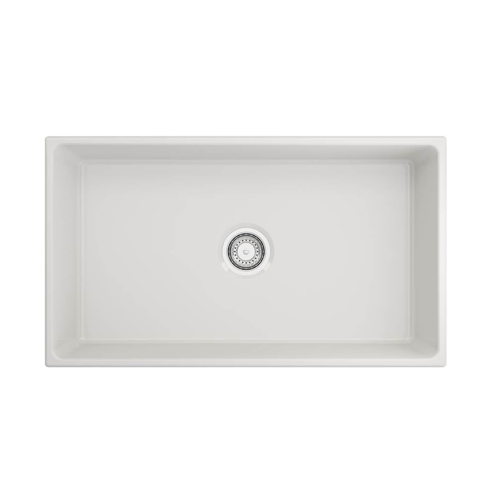 Vigneto Apron Front Fireclay 33 in. Single Bowl Kitchen Sink with Protective Bottom Grid and Strainer in White
