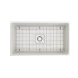 Vigneto Apron Front Fireclay 33 in. Single Bowl Kitchen Sink with Protective Bottom Grid and Strainer in White