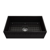 Vigneto Apron Front Fireclay 33 in. Single Bowl Kitchen Sink with Protective Bottom Grid and Strainer in White
