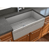 Vigneto Apron Front Fireclay 33 in. Single Bowl Kitchen Sink with Protective Bottom Grid and Strainer in White