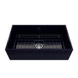 Vigneto Apron Front Fireclay 33 in. Single Bowl Kitchen Sink with Protective Bottom Grid and Strainer in White