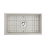 Vigneto Apron Front Fireclay 33 in. Single Bowl Kitchen Sink with Protective Bottom Grid and Strainer in White