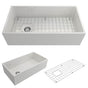 BOCCHI - Contempo Apron Front Fireclay 36 in. Single Bowl Kitchen Sink with Protective Bottom Grid and Strainer in White - White