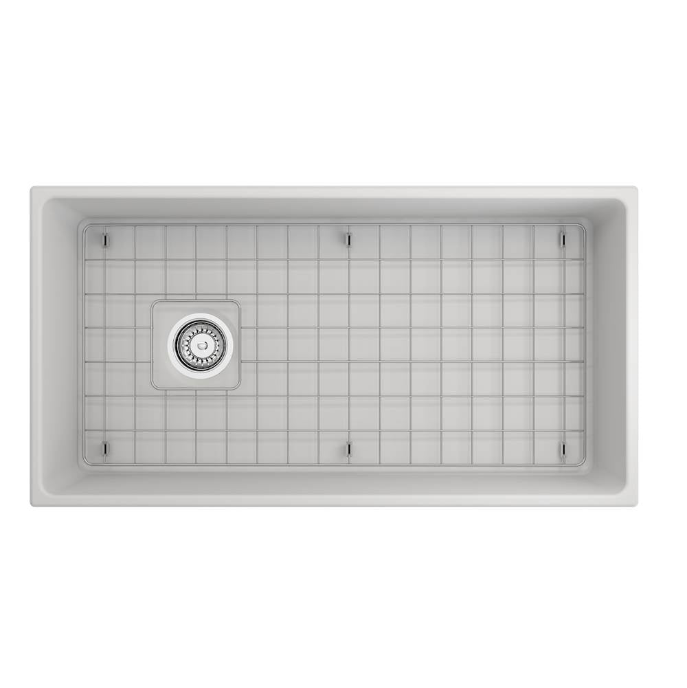 Contempo Apron Front Fireclay 36 in. Single Bowl Kitchen Sink with Protective Bottom Grid and Strainer in White