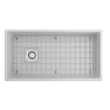 Contempo Apron Front Fireclay 36 in. Single Bowl Kitchen Sink with Protective Bottom Grid and Strainer in White