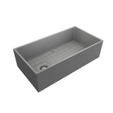 Contempo Apron Front Fireclay 36 in. Single Bowl Kitchen Sink with Protective Bottom Grid and Strainer in White