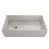 Contempo Apron Front Fireclay 36 in. Single Bowl Kitchen Sink with Protective Bottom Grid and Strainer in White