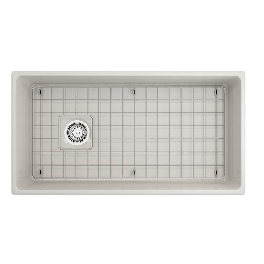 Contempo Apron Front Fireclay 36 in. Single Bowl Kitchen Sink with Protective Bottom Grid and Strainer in White