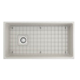 Contempo Apron Front Fireclay 36 in. Single Bowl Kitchen Sink with Protective Bottom Grid and Strainer in White