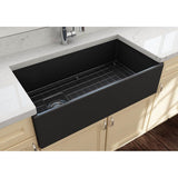 Contempo Apron Front Fireclay 36 in. Single Bowl Kitchen Sink with Protective Bottom Grid and Strainer in White