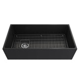 Contempo Apron Front Fireclay 36 in. Single Bowl Kitchen Sink with Protective Bottom Grid and Strainer in White
