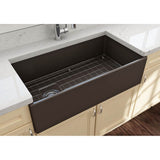 Contempo Apron Front Fireclay 36 in. Single Bowl Kitchen Sink with Protective Bottom Grid and Strainer in White