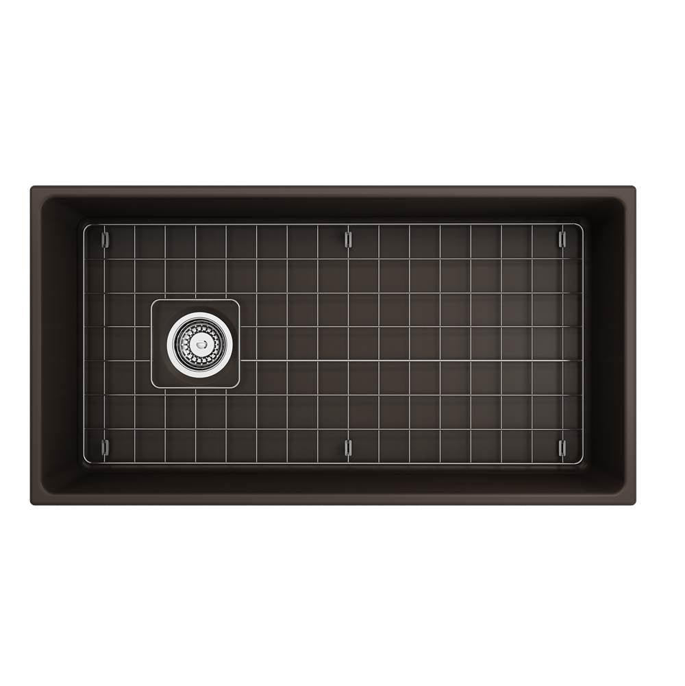 Contempo Apron Front Fireclay 36 in. Single Bowl Kitchen Sink with Protective Bottom Grid and Strainer in White