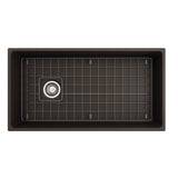 Contempo Apron Front Fireclay 36 in. Single Bowl Kitchen Sink with Protective Bottom Grid and Strainer in White