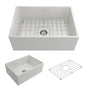 BOCCHI - Contempo Apron Front Fireclay 27 in. Single Bowl Kitchen Sink with Protective Bottom Grid and Strainer in White - White